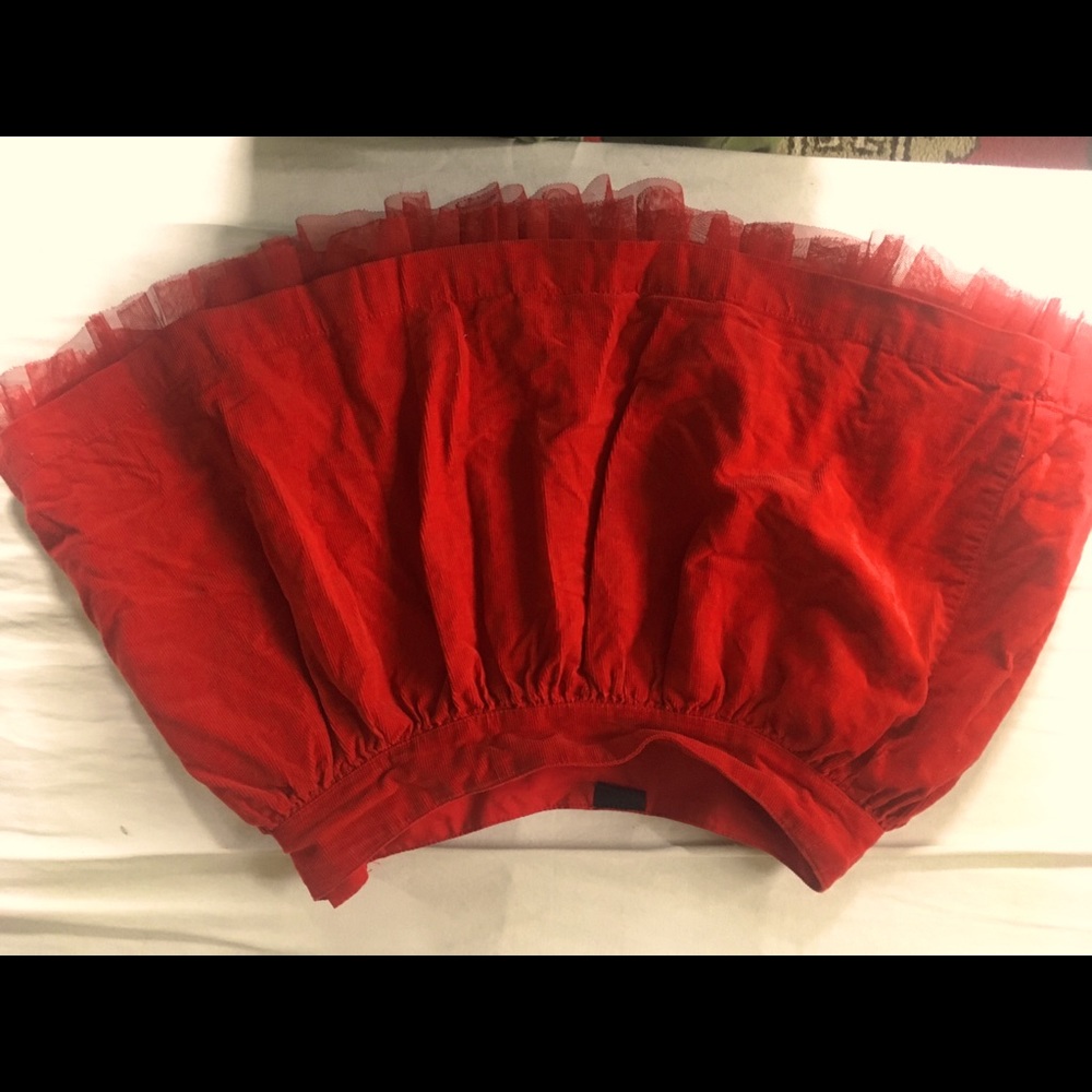 Red Gap corduroy skirt with tulle trimmed lining